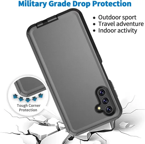 Vista 6 de Funda para Samsung Galaxy A13 5G (no para A13 4G), funda de teléfono [grado militar] 3 en 1 a prueba de golpes, resistente protección contra golpes
