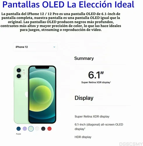 Vista 4 de [OLED] para iPhone 12 12 Pro Reemplazo de pantalla con altavoz frontal