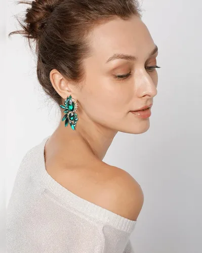 Vista 2 de Aretes colgantes vintage con diamantes de imitación para mujer