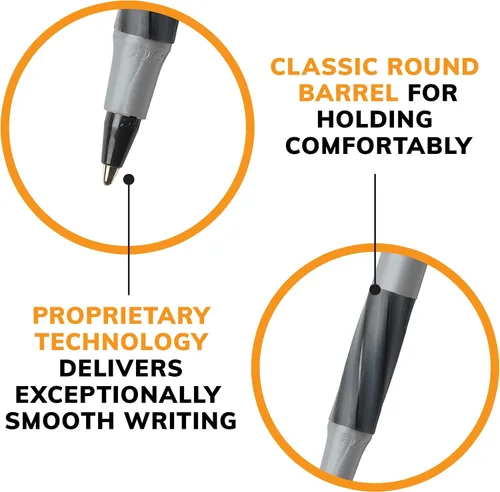 Vista 6 de BIC Round Stic Grip Xtra Comfort - Bolígrafos negros de punta media (1,2 mm), paquete de 12 unidades, bolígrafos de escritura perfectos con agarre