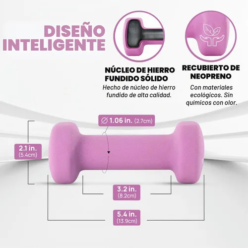 Vista 2 de Yes4All Neoprene Dumbbells, Pairs and Sets with Rack for Home Workouts A. Púrpura