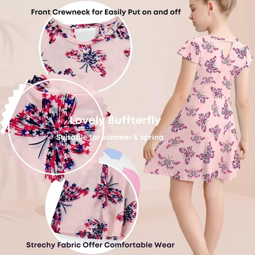 Vista 3 de V.&GRIN Vestido de niña suave de manga larga floral twirly casual y vestido de fiesta para niños pequeños de 2 a 8 años
