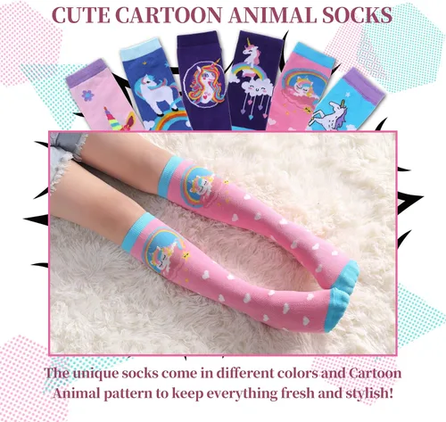 Vista 2 de Calcetines hasta la rodilla cálidos de algodón con diseño de animales para niñas