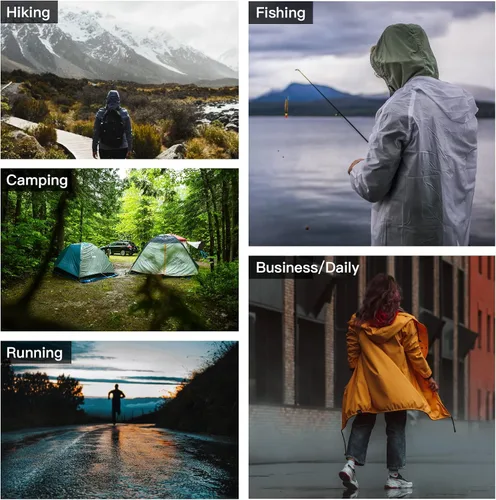 Vista 6 de LOOGU Poncho de lluvia, abrigo impermeable de camuflaje para exteriores