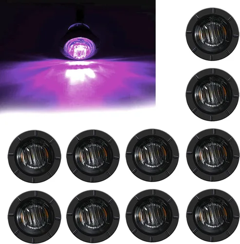 Vista 18 de Luz LED Purishion de 10 x 3/4 pulgadas. Luz redonda para faro delantero y trasero, luz indicadora para camión, coche, remolque, furgoneta, caravana