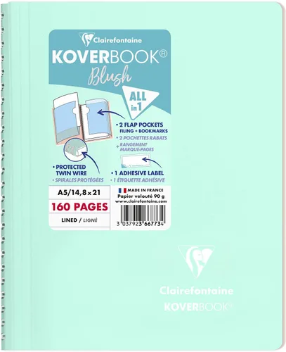 Vista 16 de Clairefontaine - Ref 961778C - Cuaderno con grapas Koverbook Blush (48 hojas) - Tamaño A5, regla rayada, papel de vitela cepillado de 3.17 oz/m²