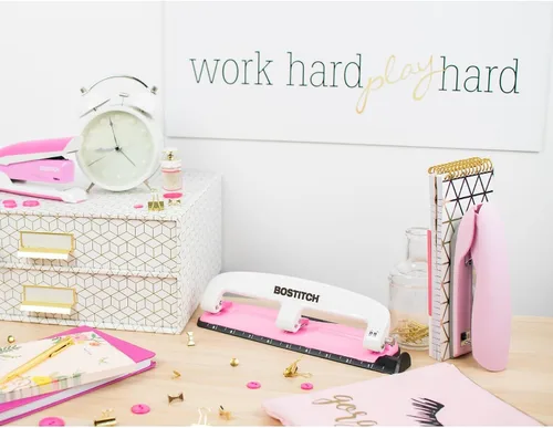 Vista 2 de Bostitch Office Velvet Stapler Value Kit, No-Jam, Includes Staples and Magnetic Staple Remover, Pink (B326-PP-VLT-PNK)