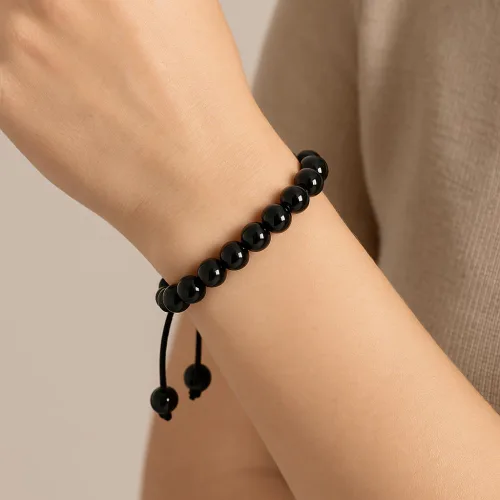 Vista 19 de Adjustable Crystal Bracelet – Gemstone Bead Bracelet with Adjustable Macrame String – Chic Gemstone Bracelet for Men and Women – 8mm Round Healing