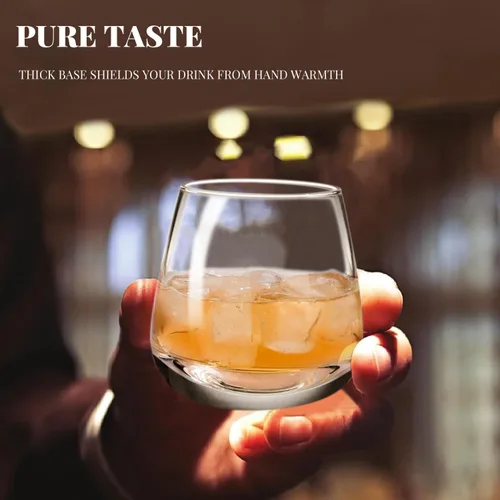 Vista 3 de Vasos de whisky Old Fashioned – Juego de 4 vasos transparentes de 8 onzas para whisky escocés y cócteles
