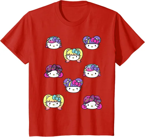 Vista 3 de hello kitty Kawaii Multi peinado Tee, Azul (Heather blue)