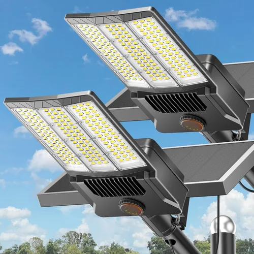 Vista 11 de Deepn Luces solares para exteriores, 8000 W, luces solares para exteriores, impermeables, para el anochecer hasta el amanecer, luz de inundación LED