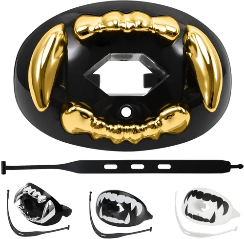 Vista 14 de Protector bucal de fútbol americano con correa, protector bucal transpirable para jóvenes y adultos, protector de dientes y labios