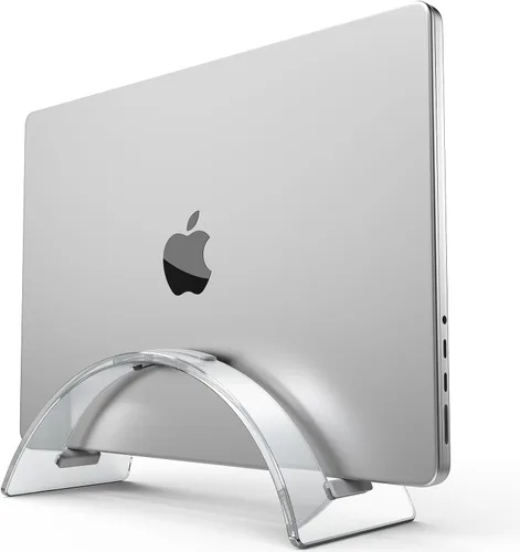 Vista 8 de Yikola Soporte Vertical para Laptop para Escritorio, Organizador Ahorro de Espacio para Todas las MacBook, Soporte para Laptop Acrílico Invisible