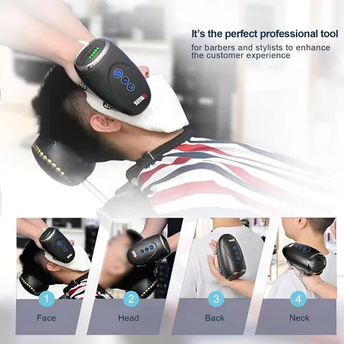 Vista 4 de WMARK Masajeador de peluquero/masajeador de mano inalámbrico, carga para cuello/piernas/mano/masajeador facial, 2 nodos de masaje 2600 AMH, negro
