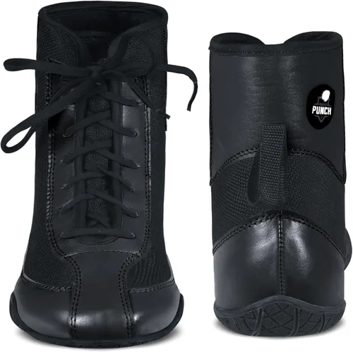 Vista 5 de Zapatos de boxeo profesionales para hombres y mujeres Zapatos de boxeo transpirables Zapatos de suela de goma antideslizante para campeones Negro