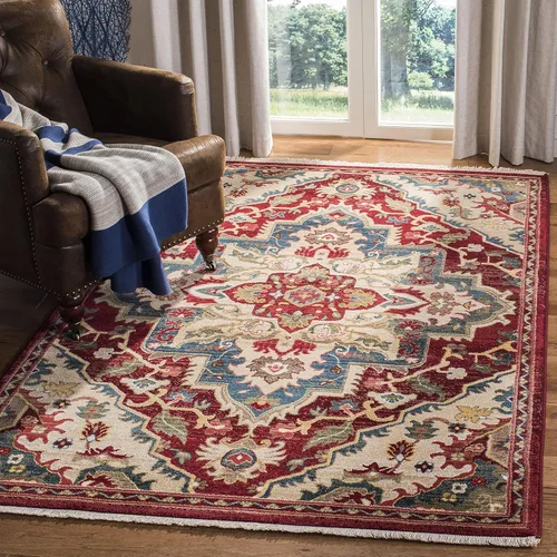 Vista 6 de SAFAVIEH Kashan Collection - Alfombra de área de 2 x 3 pies, color rojo y beige, diseño oriental tradicional, no desprende pelusa y de fácil