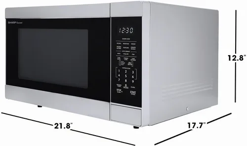 Vista 8 de SHARP Horno microondas para encimera con plato giratorio extraíble de 13.6 pulgadas, 1100 vatios, 1.6 pies cúbicos, acero inoxidable Tocadiscos