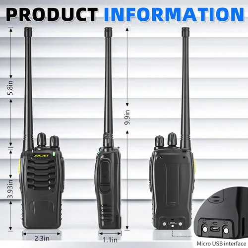 Vista 13 de 888HD Walkie Talkies, radios digitales bidireccionales para 888HD-6 Pack