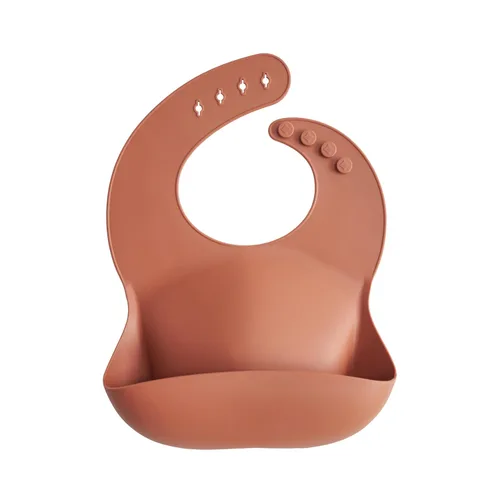 Vista 108 de Mushie - Babero de silicona para bebé, ajustable y resistente al agua (abejas) De 4 a 24 meses, lavable a máquina, correa ajustable