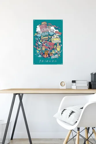 Vista 6 de Trends International Friends 30th - Latte Wall Poster, 14.72" x 22.37", Premium Poster & Push Pin Bundle