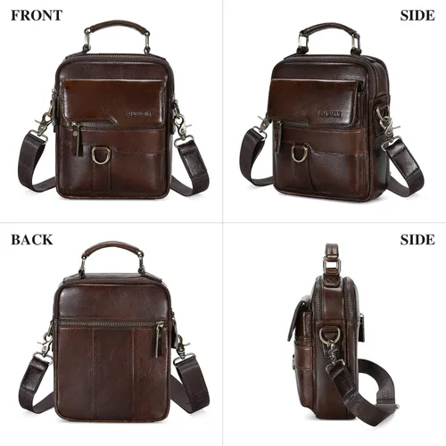 Vista 5 de BAIGIO Men's Genuine Leather Shoulder Bag Messenger Briefcase CrossBody Handbag Satchel Travel bag
