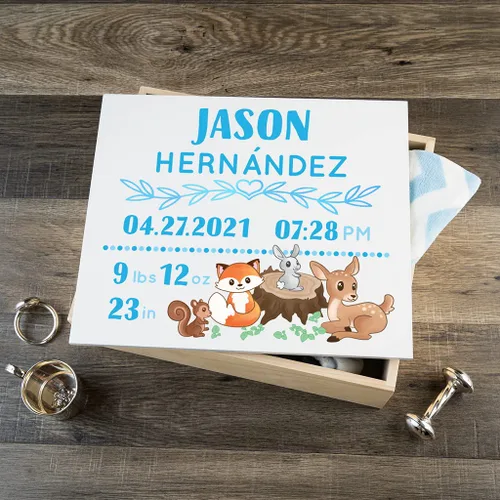Vista 8 de DIBSIES Caja de recuerdos personalizada para bebé (grande, elefantes azules)