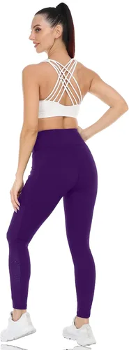 Vista 6 de SOOTHFIT Yoga Pants for Women with Pockets High Waist Yoga Fitness Buttery Soft Workout Running Sports Gym Leggings with Mesh