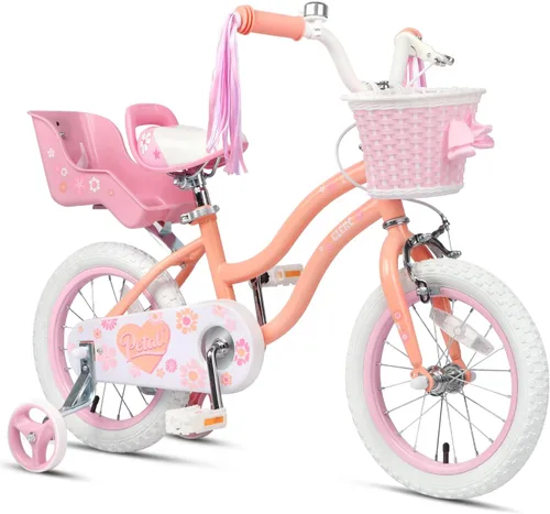 Vista 13 de Glerc Petal Girls Bike 12-18 Inch for Ages 2-9, Kids Bike with Training Wheels, Basket & Streamers, Princess Style Kids Bicycle, for Girls