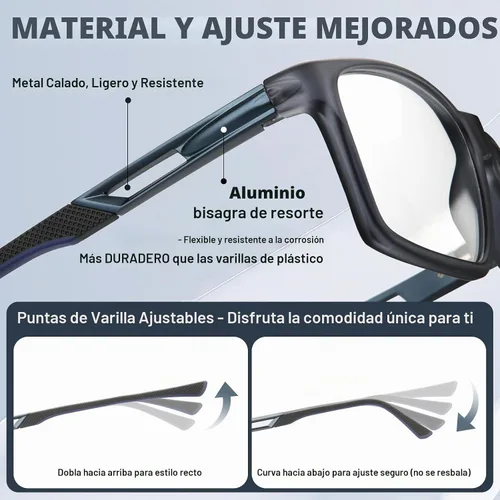 Vista 4 de CARA 2 Pack Premium Gafas de Lectura Progresivas Multifocales para Hombre, Puntas de Sienta Ajustables, Bisagra de Resorte de Aluminio, Lentes
