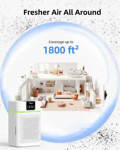 Vista 2 de Purificador de aire para habitación grande del hogar, purificador de aire HEPA VEWIOR para dormitorio cubre hasta 1800ft² con difusor de aceites