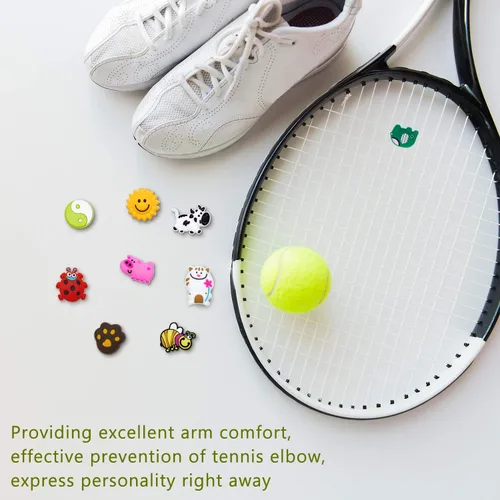 Vista 4 de Outus 21 piezas de raqueta de tenis amortiguador de vibraciones de tenis amortiguadores de raqueta de silicona suave amortiguador de raqueta
