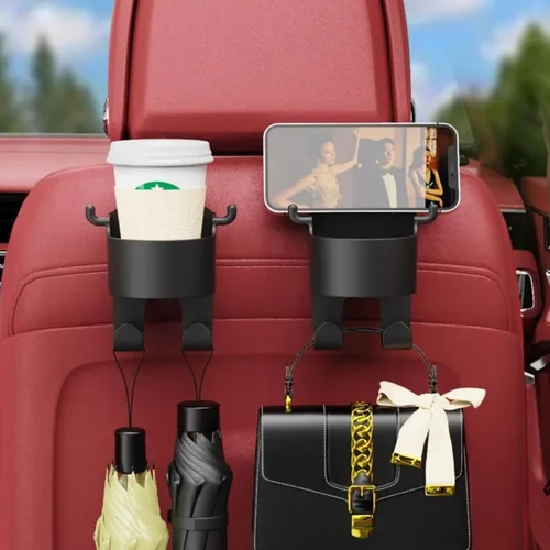 Vista 2 de Gancho multifuncional para asiento de coche y portavasos para asiento trasero, 3 en 1, tipo A 4 piezas