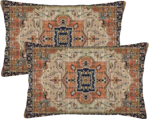 Vista 32 de Fundas de almohada Gohdiwh boho 16 x 16, juego de 2, fundas de almohada decorativas de diseño étnico, fundas de almohada de lino azul