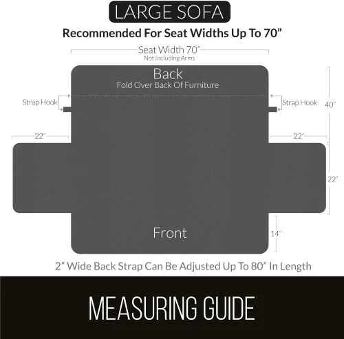 Vista 6 de Sofa Shield® Fundas de sofá para perros, protector reversible de muebles con correa, funda de cojín resistente a manchas y desgarros, asiento de 70