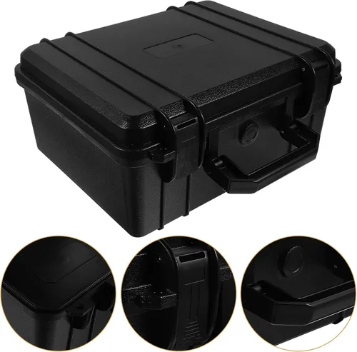 Vista 2 de Caja de herramientas de plástico con cerradura, portátil, multifuncional, para viajes, uso al aire libre, diseño compacto y resistente con cierre