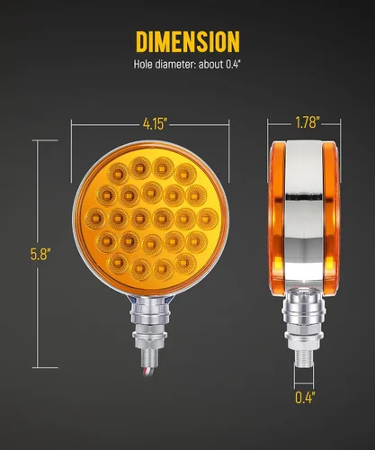 Vista 5 de Partsam 2 luces redondas de doble cara ámbar de 48 LED para guardabarros de pedestal trasero, luces de estacionamiento para montaje en poste, luces