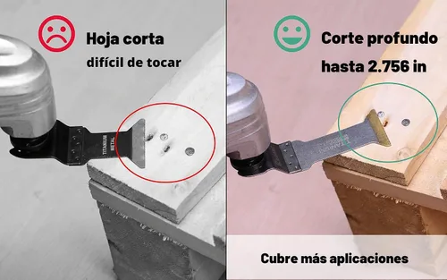Vista 6 de EZARC 6 cuchillas oscilantes de titanio multiherramienta de corte largo y estándar, corte rápido para madera, metal y material duro