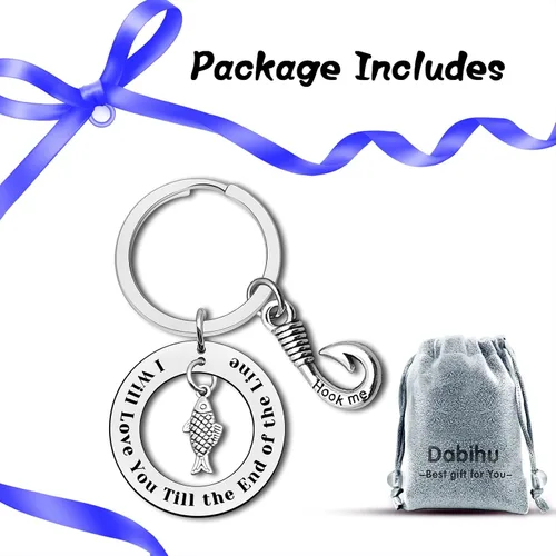Vista 7 de Llavero de pescador para parejas, regalo para marido, novio, para aniversario, joyería divertida para parejas, regalos de San Valentín, regalos
