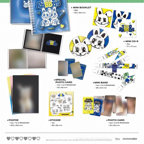 Vista 3 de MAMAMOO+ TWO RABBITS 1st Mini Album CD+POB+Booklet+Photocard+Sticker+Tracking Sealed Solar Moonbyul Moonstar (MINI Version)