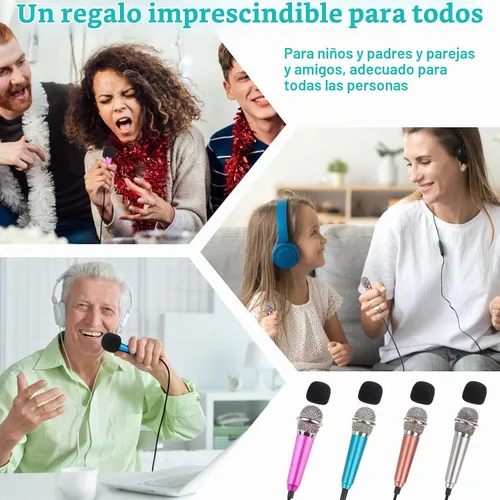 Vista 5 de Mini micrófono pequeño de 4 piezas para grabar voz y canto en iPhone, teléfonos Android o tableta, metal, con cable de 44.5 in, entrada de 0.138 in