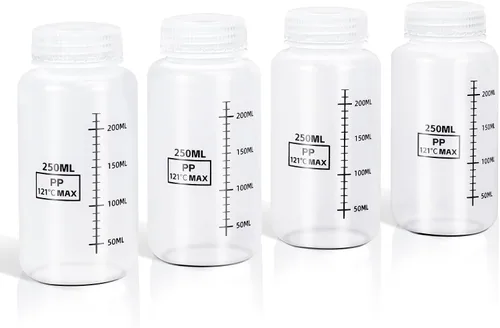Vista 11 de DEMORA Botellas de plástico con tapas herméticas de 1 oz/30 ml, recipientes de líquidos de boca ancha de grado alimenticio, botellas de medición