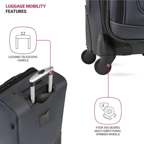 Vista 228 de SwissGear - Equipaje suave expandible Sion con ruedas, Negro