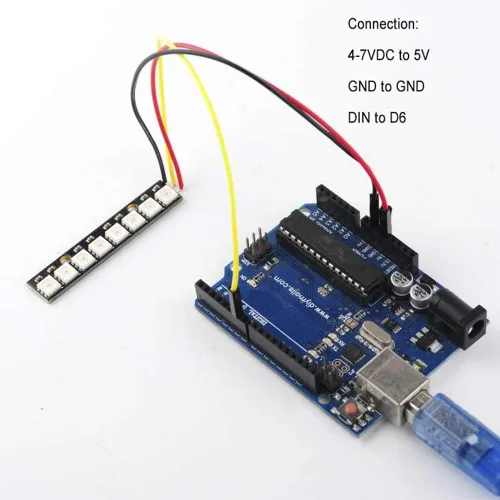 Vista 4 de 8 bits WS2812 RGB LED Stick 8 X WS2812B 5050 módulo LED RGB a todo color Controladores integrados para Arduino Raspberry Pi ESP32 Centro Comercial