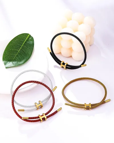 Vista 7 de Bracelets for Women Adjustable Charm Bracelet, 18k Gold-plated Buckle Design Titanium Steel Wire Rope Women's Gift Jewelry