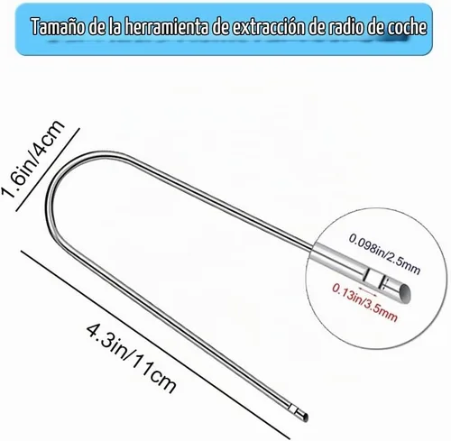 Vista 2 de Kit de herramientas de extracción de radio de coche automotriz, 2 piezas, en forma de U, para desmontaje de la mayoría de convertidores
