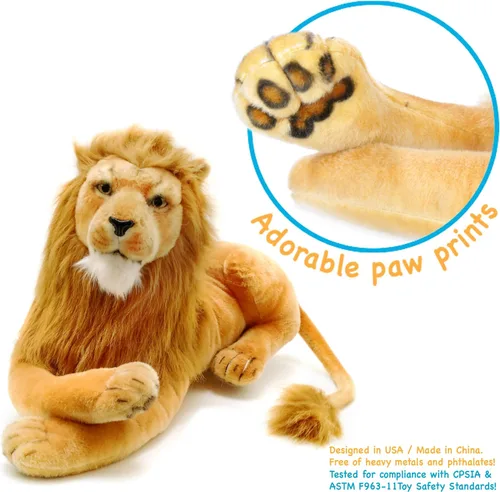 Vista 4 de TigerHart Lasodo The Lion - 39 pulgadas (medida de cola no incluida) Gato de peluche grande