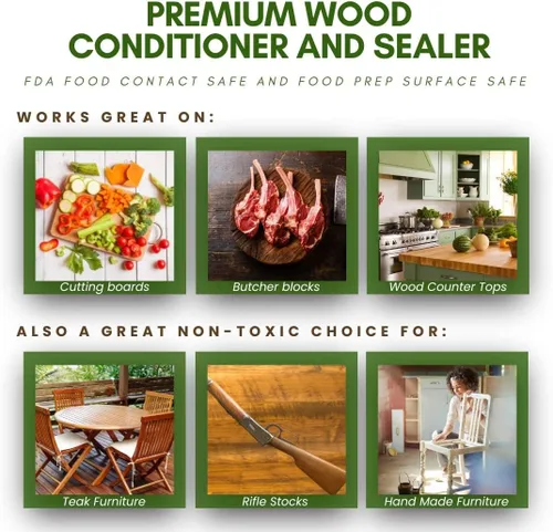 Vista 5 de Wood Master's Secret - Tabla de cortar no tóxica, apta para alimentos, acondicionador y sellador. Supera las regulaciones de superficies de contacto