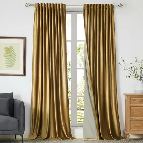 Vista 15 de Cortinas opacas de terciopelo de felpa negras de 63 pulgadas de largo para dormitorio, juego de 2 paneles de forro con bolsillo para barra, pestaña