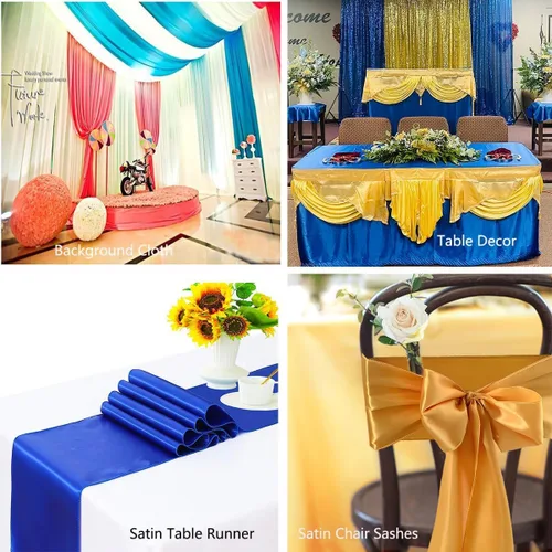 Vista 8 de Tela de satén de 2 yardas, color liso para vestidos de novia, manualidades de moda, disfraces, decoración, satén sedoso, 44 pulgadas