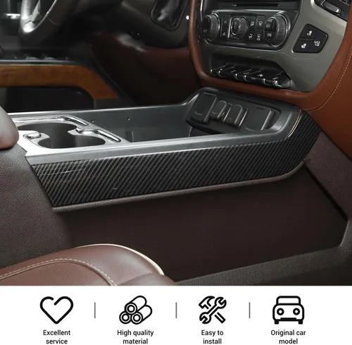 Vista 4 de Cubierta para panel lateral de palanca de cambios de consola central Silverado para Chevy Silverado GMC Sierra 2014-2018 Accesorios interiores